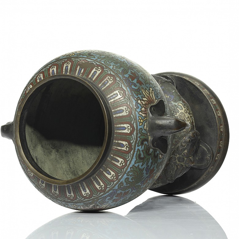 Enamelled bronze cloisonné vase, 20th century - 4