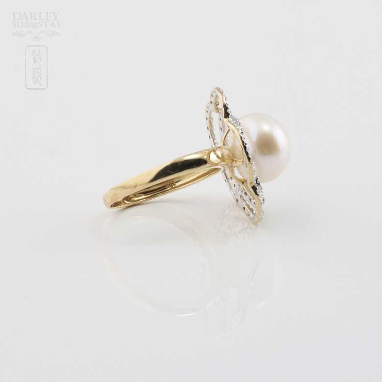 Precioso anillo perla y diamantes - 2