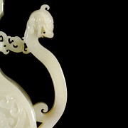 Elegant jade vase with lid and pedestal, Qing dynasty