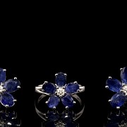 18k white gold set with sapphires and diamonds - 1