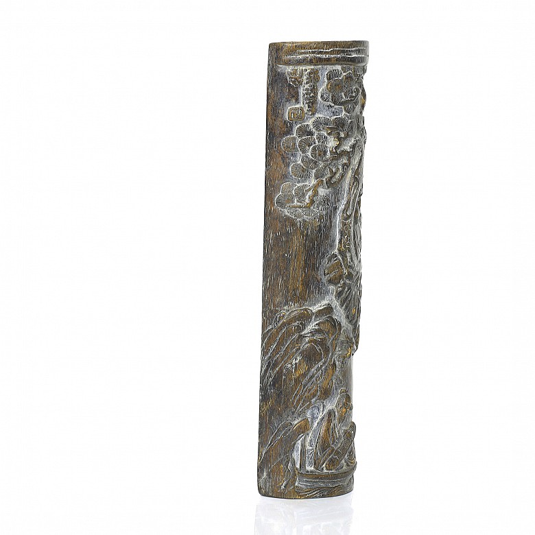 Bamboo armrests with a landscape, Qing dynasty