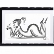 Laszlo Tibay (1962) “Femme nue avec papillon”
