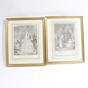 Five framed antique prints - 7