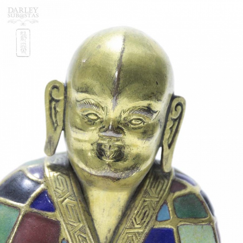 Ancient bronze and enamel Buddha - 7