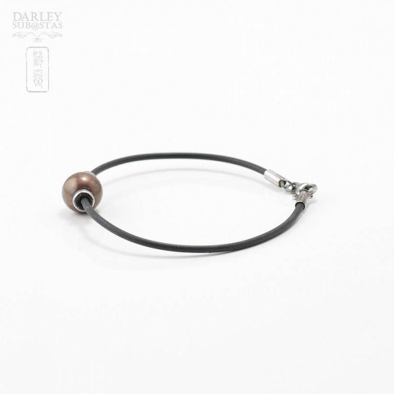 Brown pearl bracelet with rubber - 1