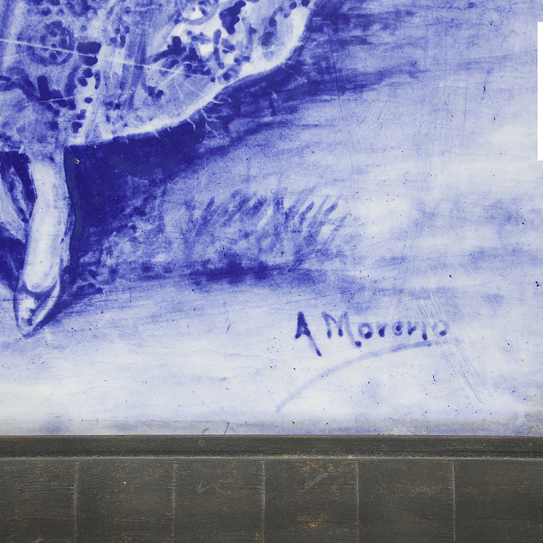 Placa de porcelana, firmada A. Moreno, S.XX
