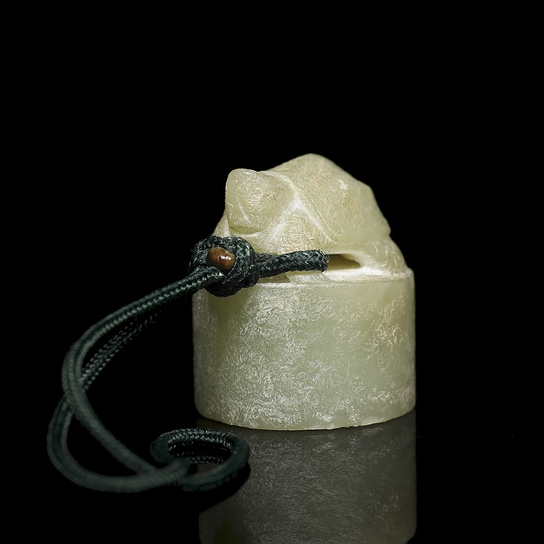 Pieza para sello de jade tallado, dinastía Qing