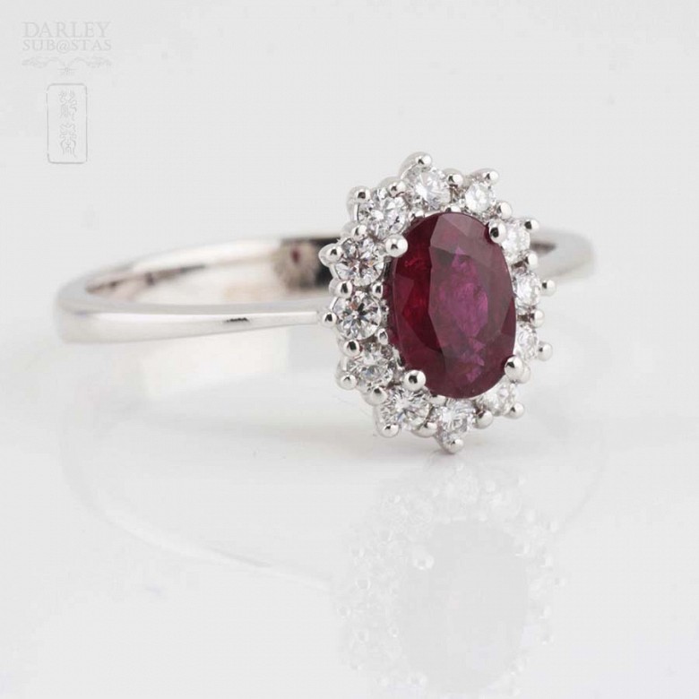 Nice ring in 18k gold, ruby and diamonds - 1