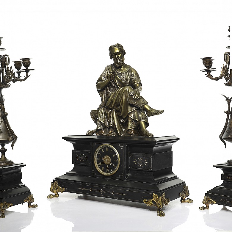 Théodore Doriot (S.XIX) Gran reloj francés con guarnición. - 12