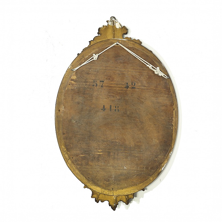 Espejo de madera dorada con rocallas, S.XX - 5