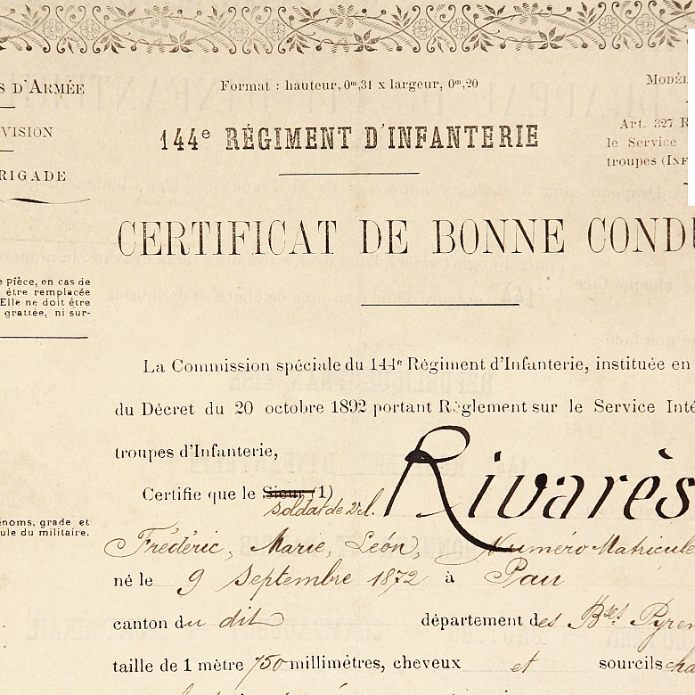 Documents of the French infantry regiment, 19th century - 6
