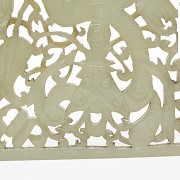 Celadon jade decorative plaque, Qing dynasty. - 6