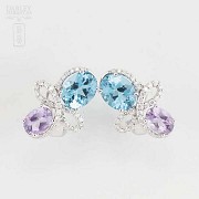 Precious semiprecious gems and diamonds earrings - 1