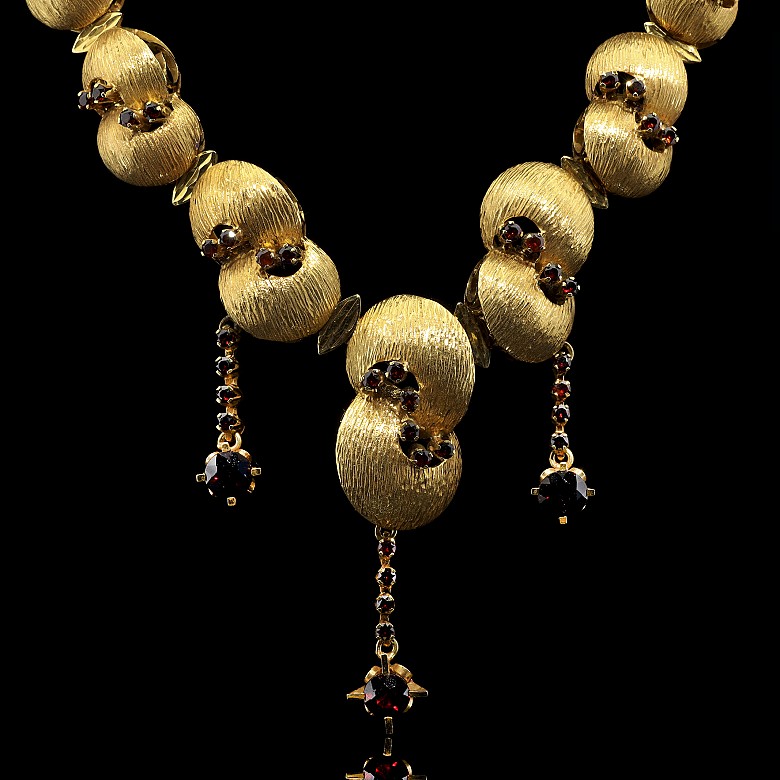 18k yellow gold and garnets necklace - 4