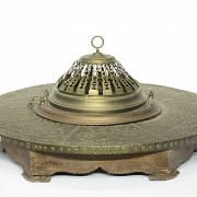 Brass and wood brazier, 19th century