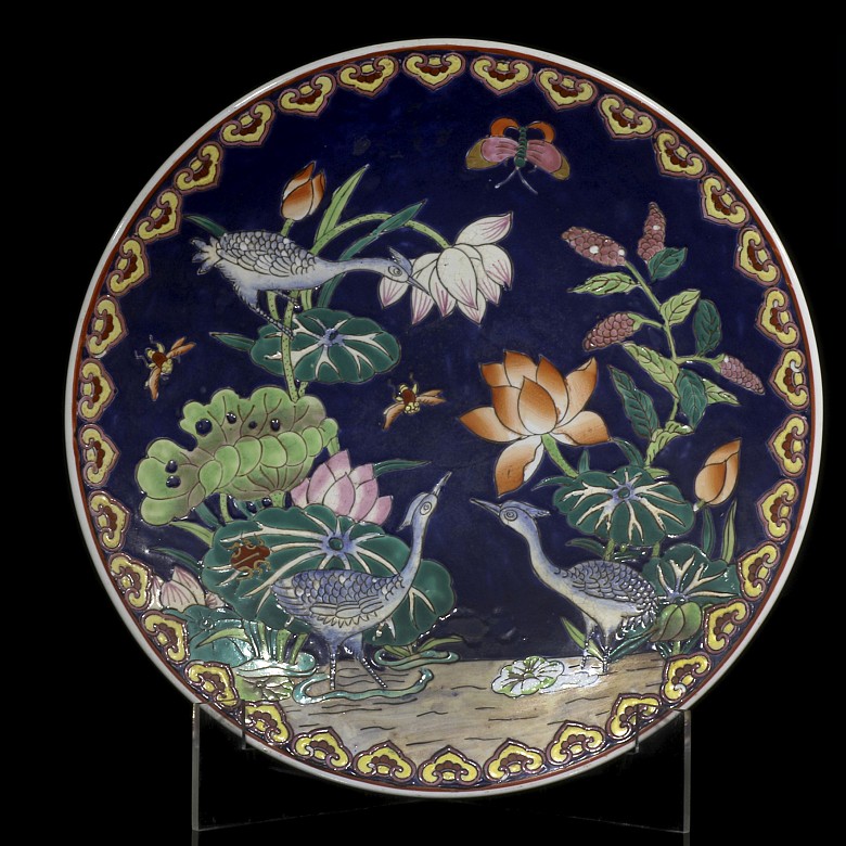 Dish with blue background 