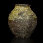 Antique asian glazed ceramic vessel.