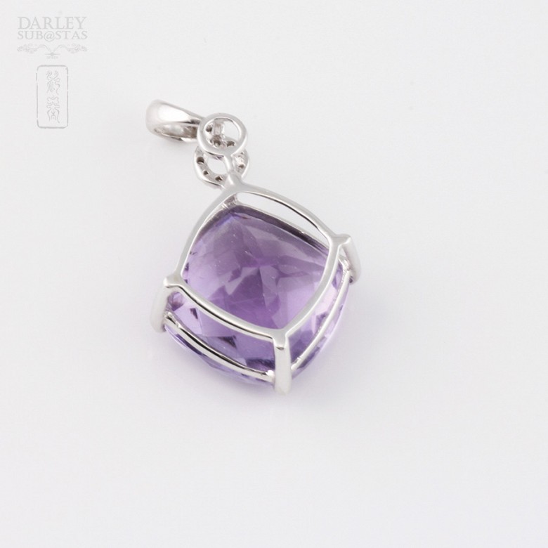Pendant with 9.35cts amethyst and diamonds 18k White Gold - 1