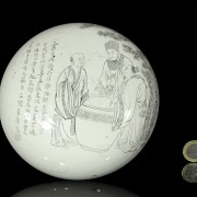 Caja de porcelana con poema y sabios, dinastía Qing - 7