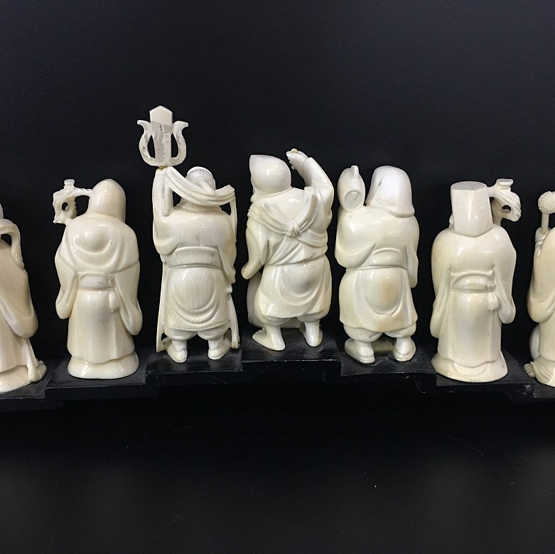 7 preciosas figuras de marfil sabios chinos. - 12