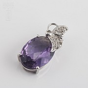 Pendant with 5.40cts Amethyst and diamonds in white gold - 4