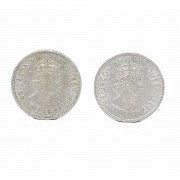 Two 50-cent coins, Hong Kong, 1963 and 1967