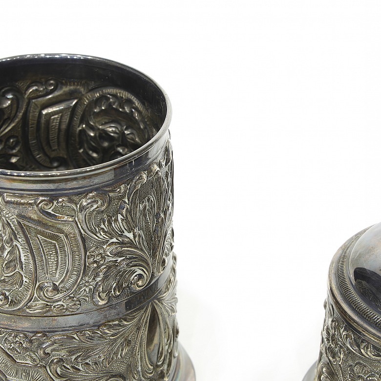 Cigar container and table lighter in Spanish silver, 20th century - 3