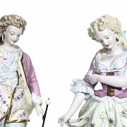 Pair of European porcelain figurines, 20th century