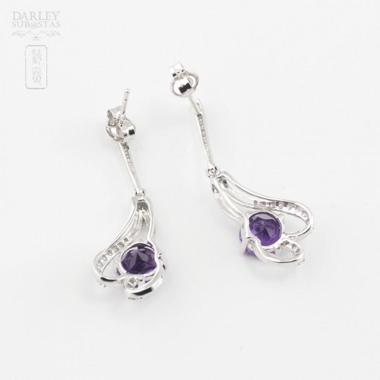 Precious amethyst and diamond earrings - 3