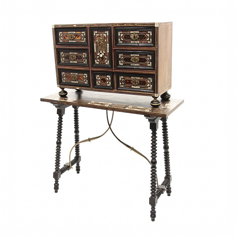 Spanish desk with hawksbill and bone applications, 19th century