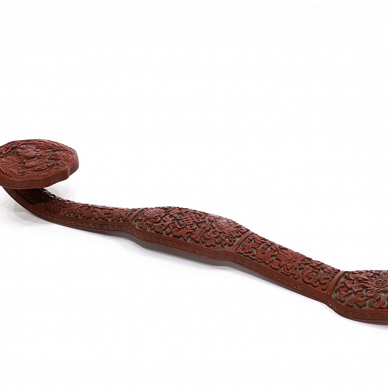 Cinnabar lacquer ruyi stick, 20th century