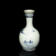 Jarrón de cerámica, azul y blanco, dinastía Qing - 1