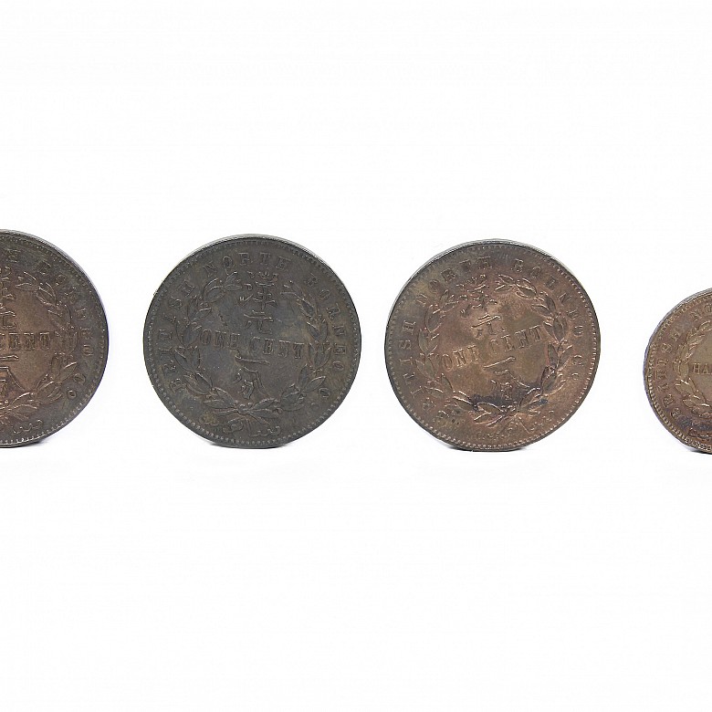 Cuatro monedas de Borneo, s.XIX