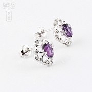 Earrings in 18k white gold with 0.98cts  amethyst and diamonds - 2
