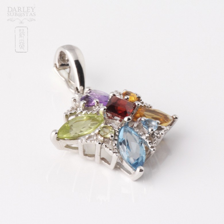 Pendant in 18k white gold with 5 colors mixo Total 5.24 cts - 1