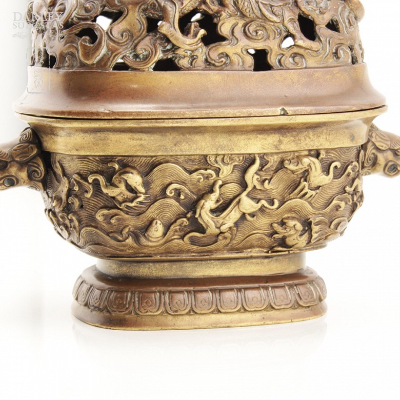Incensario Chino de bronce siglo XVII - 9
