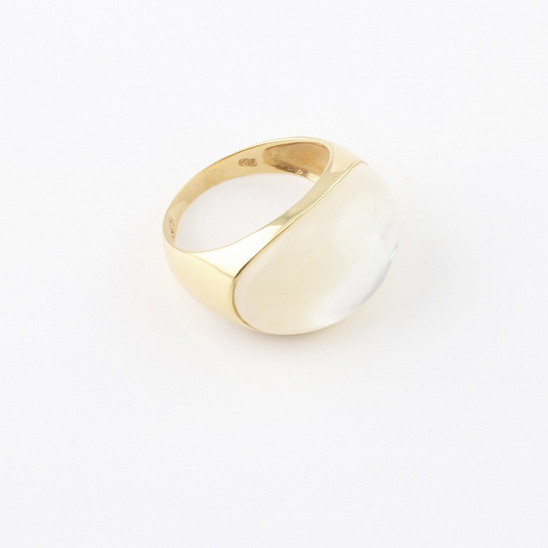 ring Natural mother of pearl  in 18k yellow gold - 3