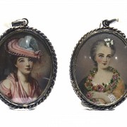 Lot of medallions with portraits of ladies, 20th century
