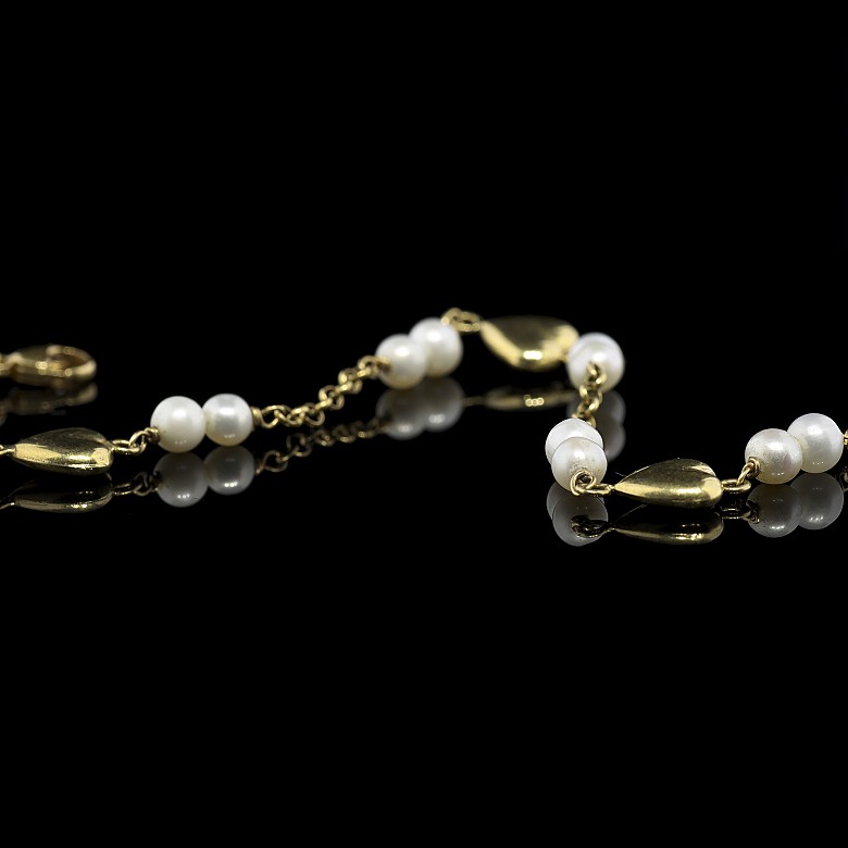 Pulsera de oro amarillo 18 k y perlas