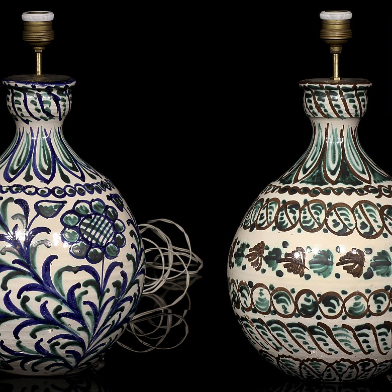 Pair of ceramic lamps, 20th century