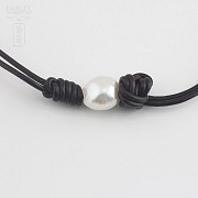 Necklace with Natural Baroque Pearl Leather - 1