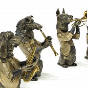 Set of seven musical dogs, 20th century
