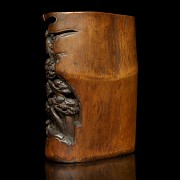 Carved bamboo brush pot 'Sages', Qing dynasty - 3
