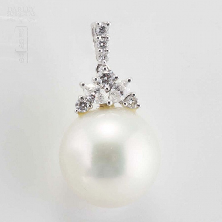 Colgante oro 18k con perla australiana y diamantes - 5