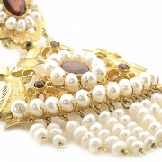 Colgante de oro amarillo 18 k, rubíes y perlas - 2