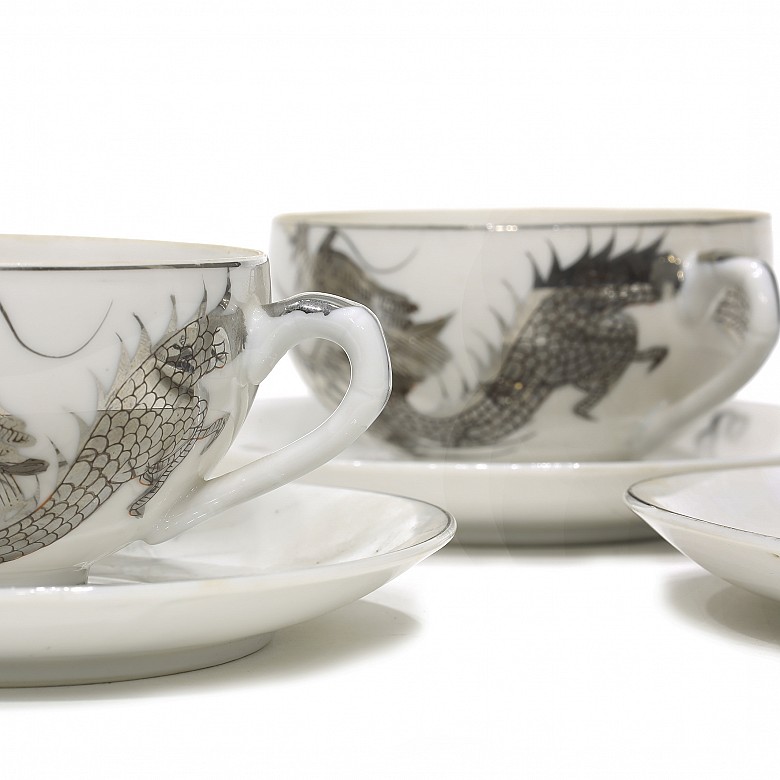 Juego de té chino en porcelana, S.XX - 1