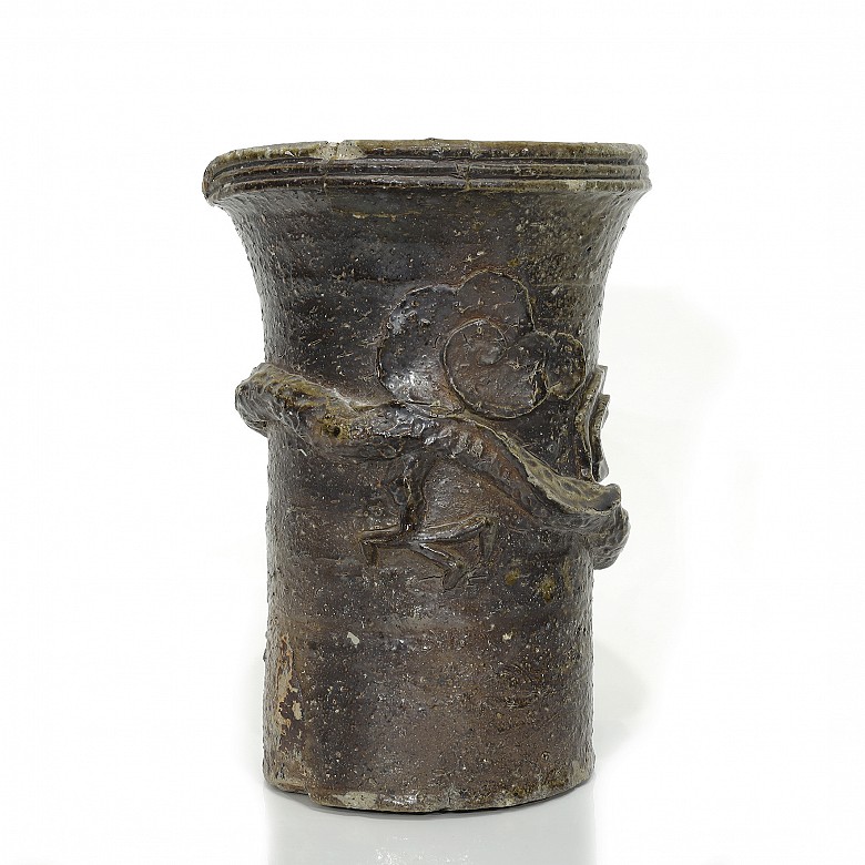 Large vase with glazed dragon, 20th Century - 3