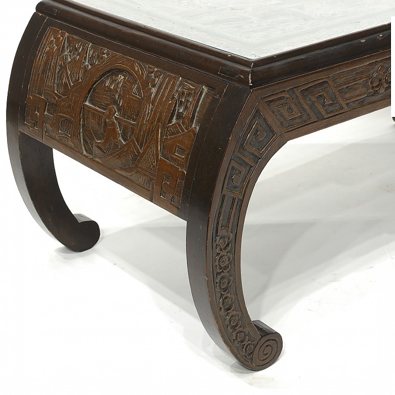 Low carved wood table, China, 20th century - 4