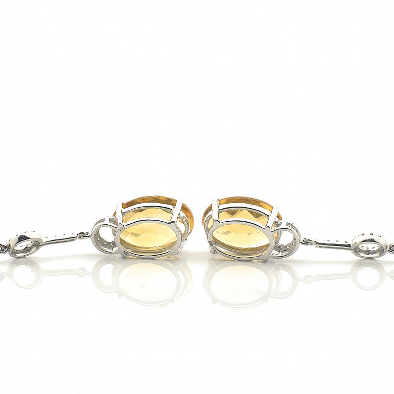 Earrings in 18k white gold with citrines and diamonds - 1