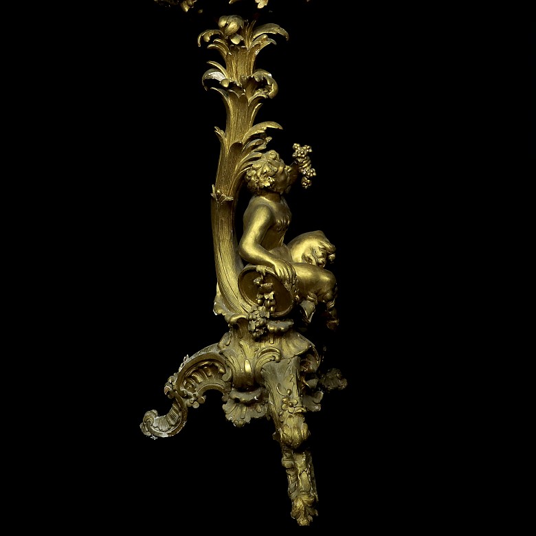 Peana de madera dorada con fauno, S.XIX